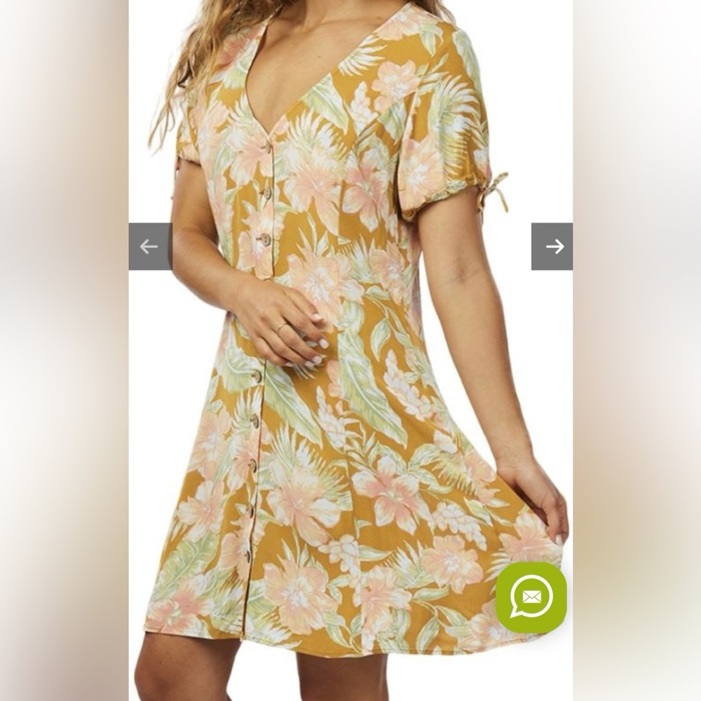 Rip Curl Floral Button Down Tropical Summer Surf Dress Size Medium